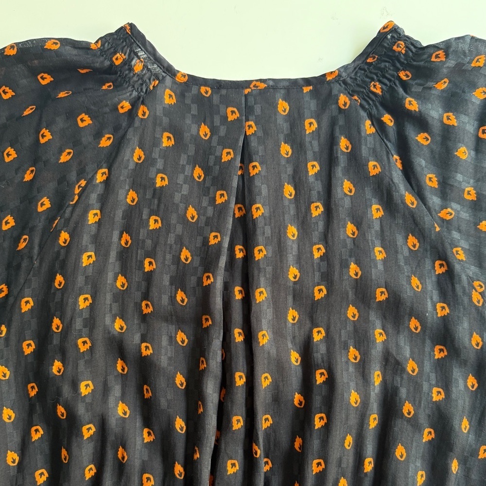 Whistles Navy Scattered Leaf Wrap‎ Midi Dress Sz 10 Workwear Preppy Dressy Party - Picture 13 of 15